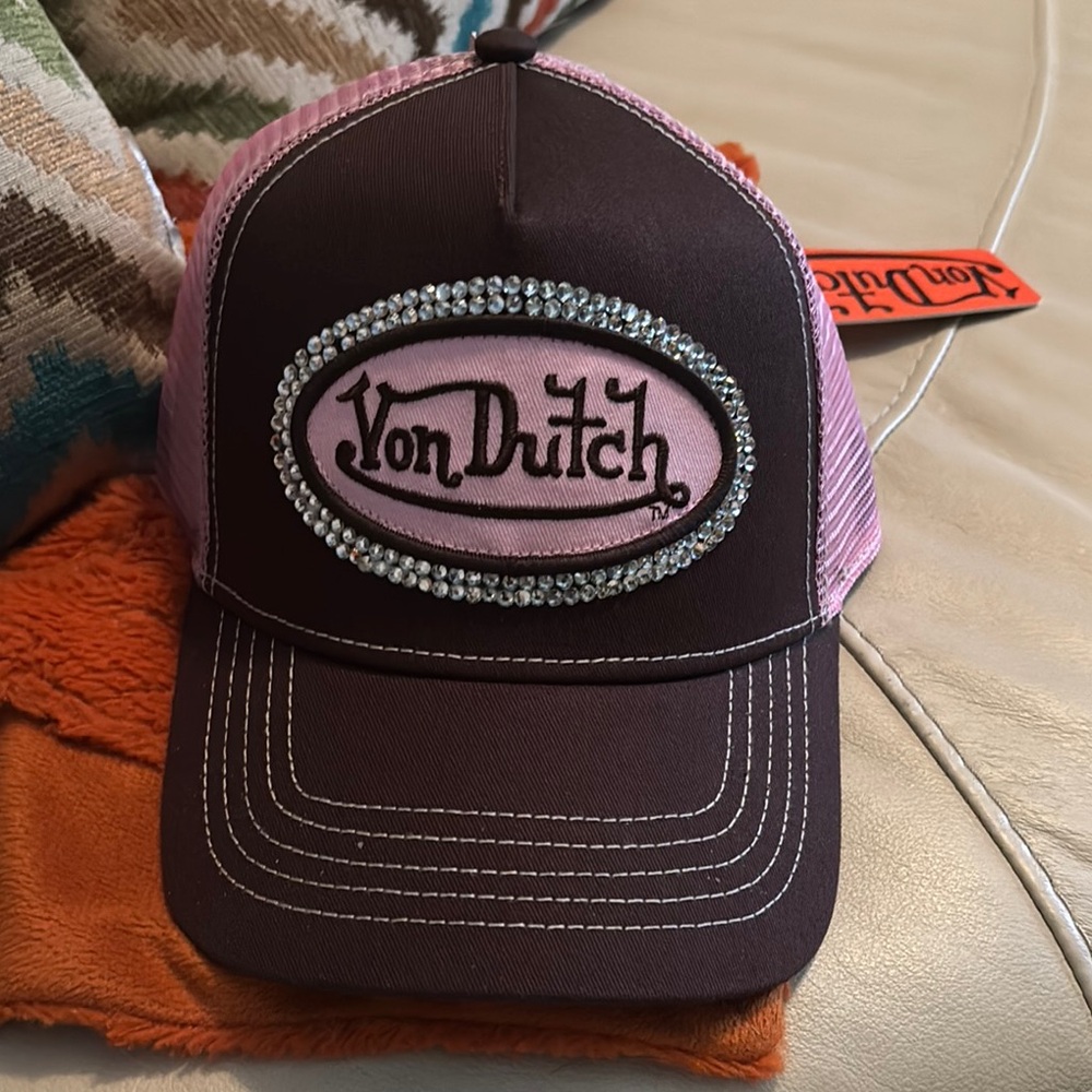 Von Dutch Black and Pink Trucker Hat